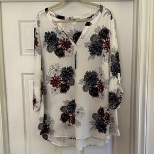 Daniel Rainn Floral Blouse - Black and Red